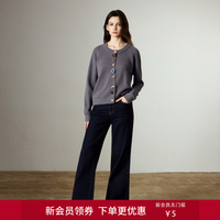 初语 女士针织衫 春季不规则彩扣保暖显瘦宽松圆领