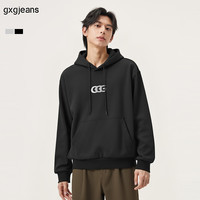 gxgjeans 字母印花宽松连帽卫衣 黑色 L码