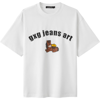 gxgjeans 男装小马印花宽松圆领短袖T恤 白色 L