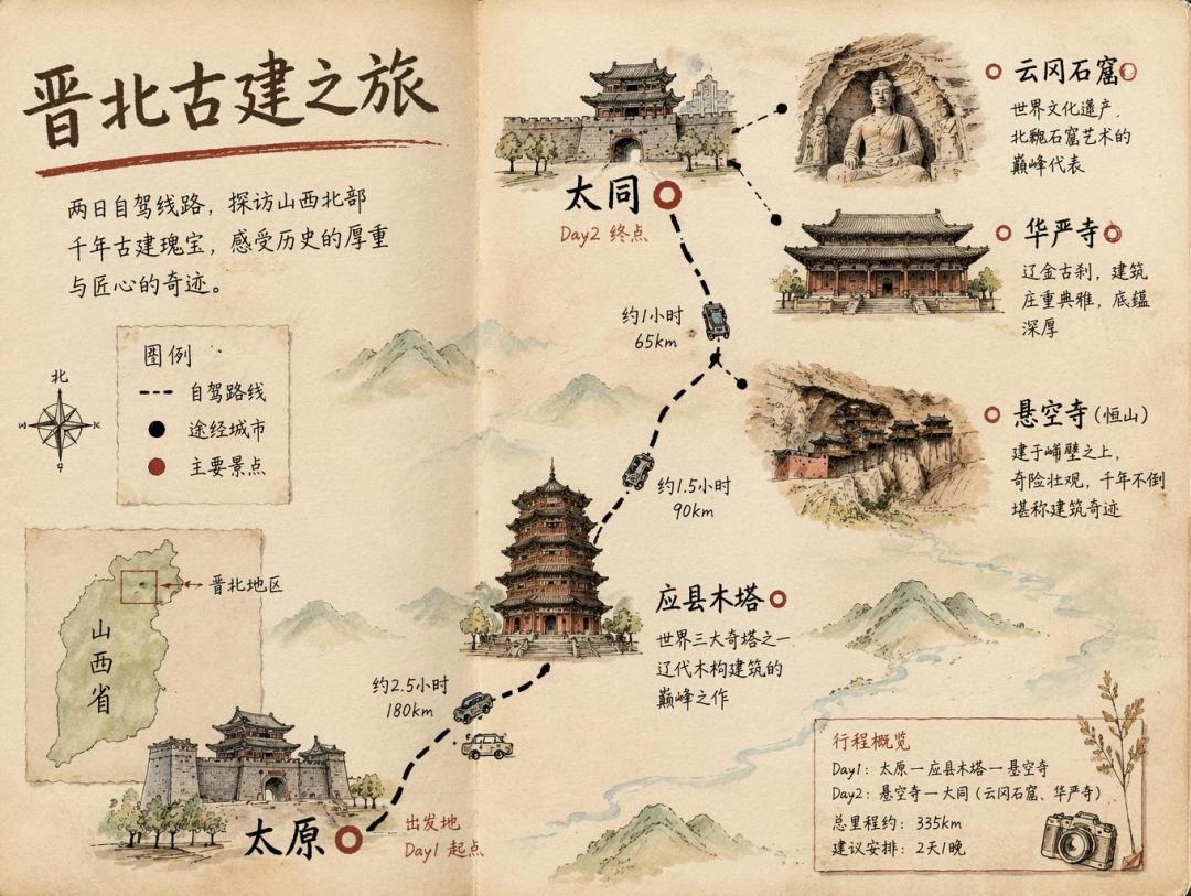 晋北古建旅行地图