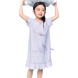 巴拉巴拉 女童睡裙儿童家居服夏季空调服裙子小童甜美 紫色调00377 90