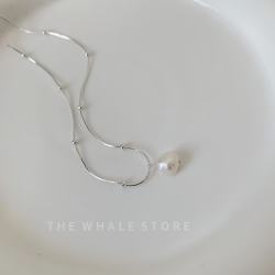 半日逅屿 韩版简约素银天然淡水珍珠项链S925银夏季百搭气质锁骨链送女友 银色