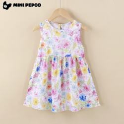 小猪班纳 女童绵绸连衣裙 夏季碎花公主裙沙滩裙（任选2件）