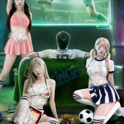 霏慕 情趣内衣 足球宝贝制服（上衣+文胸+短裙+内裤）