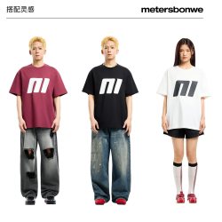 美特斯邦威 男女同款夏美式潮流字母时尚单品圆领百搭情侣短袖T恤