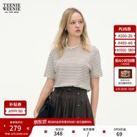 TEENIE WEENIE 小熊女装细条纹圆领短袖T恤 白色 M