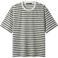 gxgjeans 肌理感条纹圆领短袖T恤 灰白条 L