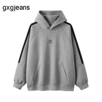 gxgjeans 灰色肩部条纹宽松连帽卫衣 L(175)