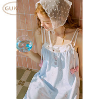 GUKOO/果壳 艾丝乐小兔联名吊带假两件星星满印睡裙 S