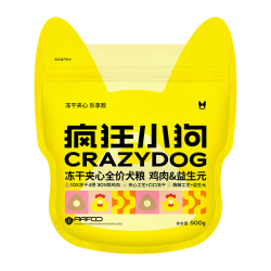 疯狂小狗 冻干夹心狗粮 泰迪比熊中大型幼成犬通用 鸡肉益生元配方 500g