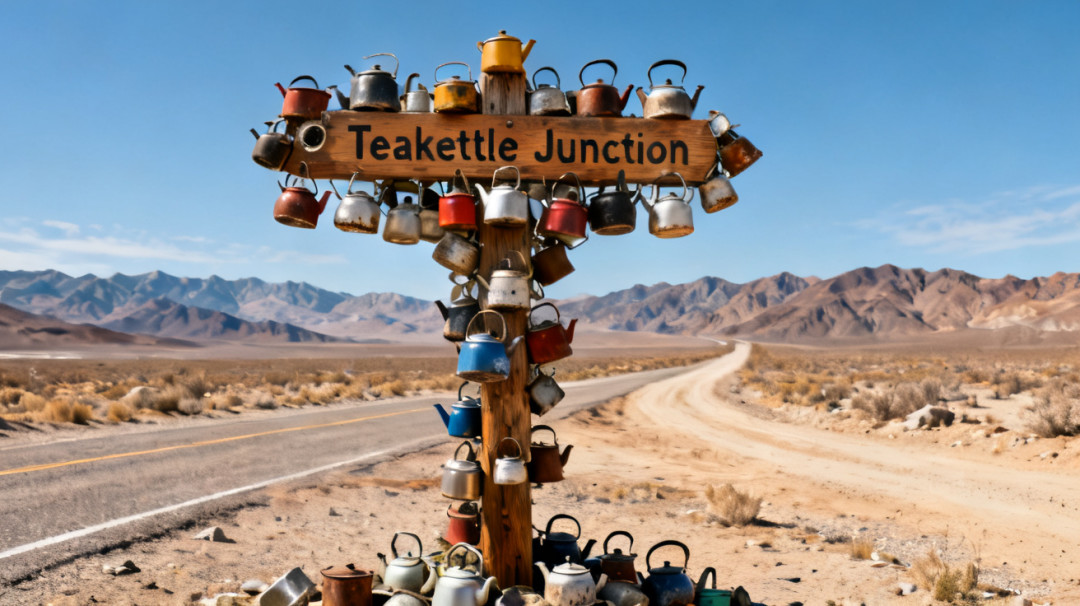 Teakettle Junction 路牌挂满茶壶