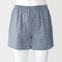 無印良品 MUJI 莱赛尔 男士内裤 烟熏蓝色格纹