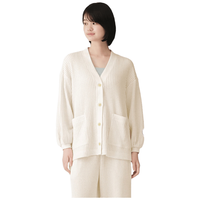 MUJI/無印良品 女式粗松织长袖开衫 象牙色 M