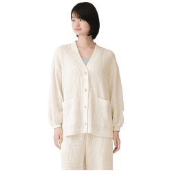 無印良品 MUJI 女式粗松织长袖开衫 象牙色 M