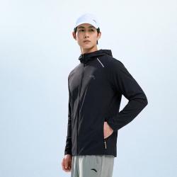 安踏 梭织薄外套男夏季透气轻薄连帽跑步训练纯色运动上衣