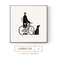 艾风格 现代简约黑白抽象人物方形挂画 E款 70*70cm PVC框