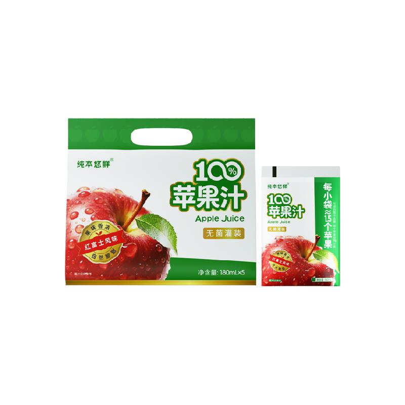 纯本悠鲜 100%苹果汁 180ml*5袋