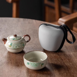 棠门 汝窑绣球花便携茶具套装
