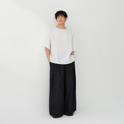 無印良品 MUJI 男女通用 汉麻混斜纹单褶裤