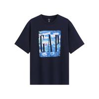 Gap/盖璞 纯棉logo印花宽松短袖T恤 男士 海军蓝 L