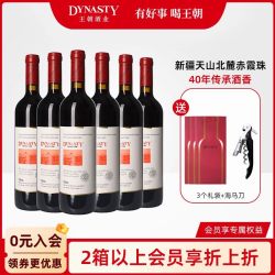 Dynasty 干红葡萄酒官方旗舰店DYNASTY经典赤霞珠6瓶新疆天山婚宴礼盒