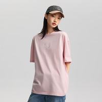 Lee 26新品宽松版圆领丝带框架图案女短袖T恤休闲