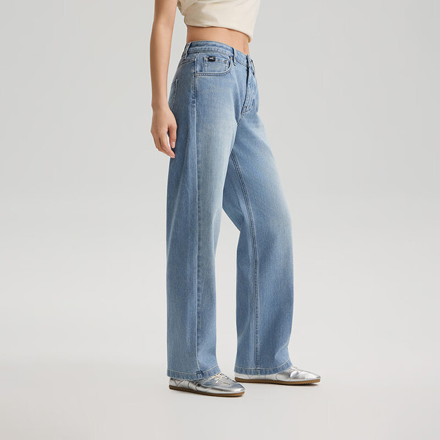 Lee 26春夏新品429直筒牛仔裤浅蓝女弹力凉感凉凉裤