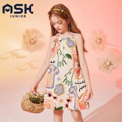 ASK junior ask 女童吊带连衣裙童装公主裙夏季新款吊带裙中大童薄裙子