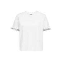 VERO MODA 纯棉正肩圆领翻边格纹袖女士T恤 本白 XS