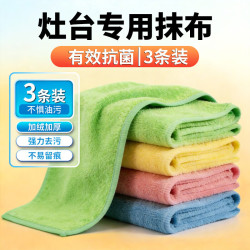 瑞丽达 厨房洗碗布抹布25*25cm3条装家用抗菌不易沾油去油易清洗吸水加厚