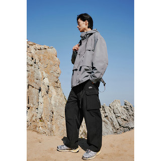 PEACEBIRD/太平鸟 男装休闲裤 黑色 宽松直筒 L