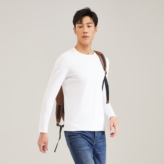 雅戈尔 长袖T恤男 圆领打底衫 透气舒适 白色 3XL