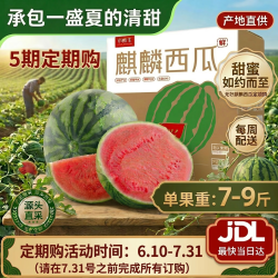 京鲜生 无籽麒麟西瓜 1粒净重7-9斤  5期定期购 每周配送