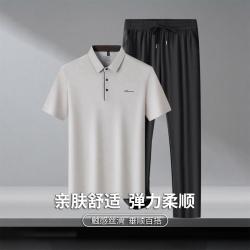 培蒙 父亲节男装套装夏polo衫男士时尚短袖T恤休闲长裤1.5折特卖