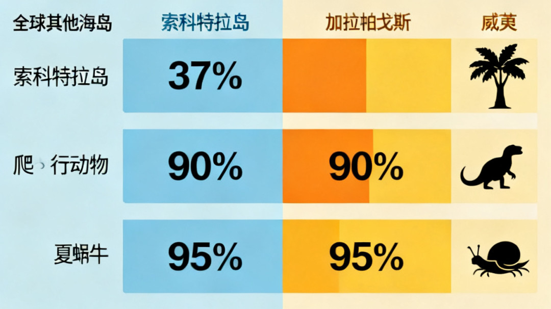 索科特拉特有物种分布对比