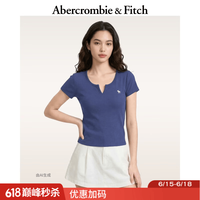 Abercrombie & Fitch 经典小麋鹿图案修身小V领短袖T恤 海军蓝 XXS