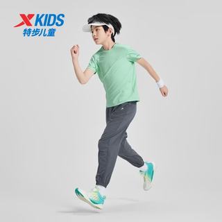 特步 XTEP 童装春夏速干束口长裤 珍珠灰 140cm