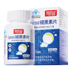 白云山 褪黑素片维生素b6改善睡眠入睡困难男女释压助眠90片 1瓶装