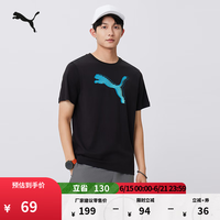 PUMA 纯棉印花夏季圆领短袖T恤男运动休闲上衣691551 S 黑色-01 S (170/92A)