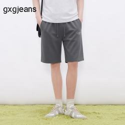 gxgjeans 真五折！美式绣花运动毛圈简约休闲短裤 深灰色