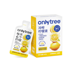 onlytree only tree冷榨柠檬液浓缩汁NFC冷萃原液水0脂肪无蔗糖添加多维果汁300g 赠胖杯