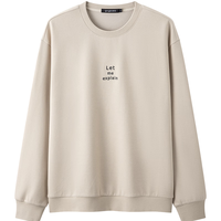 gxgjeans 字母绣花圆领卫衣 浅卡其 L(175) 男装
