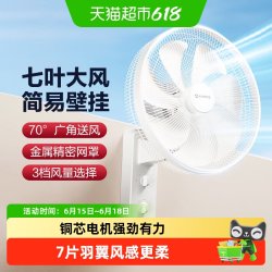 艾美特 电风扇商用壁扇壁挂式风扇家用摇头转页扇餐厅宿舍食堂工业