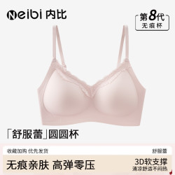 内比粉彩风舒芙蕾女士内衣蕾丝V领少女聚拢文胸软支撑无痕不扎肤