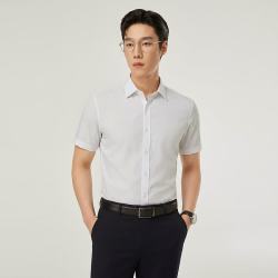 雅戈尔 男士夏季全棉透气短袖衬衫