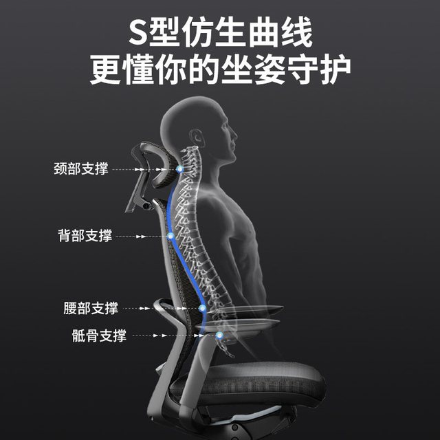 冈村 Sagesse人体工学电脑椅家用舒适护腰久坐办公学习椅子