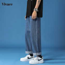 Vivace 高品质男士棉质宽松直筒牛仔裤