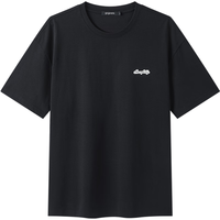 gxgjeans 男装字母绣花圆领短袖T恤 黑色 L