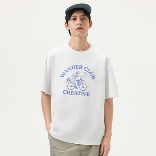 gxgjeans 男士印花圆领短袖T恤 白色 XL