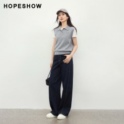 红袖 2026春季 女士POLO翻领无袖针织衫 90126030102